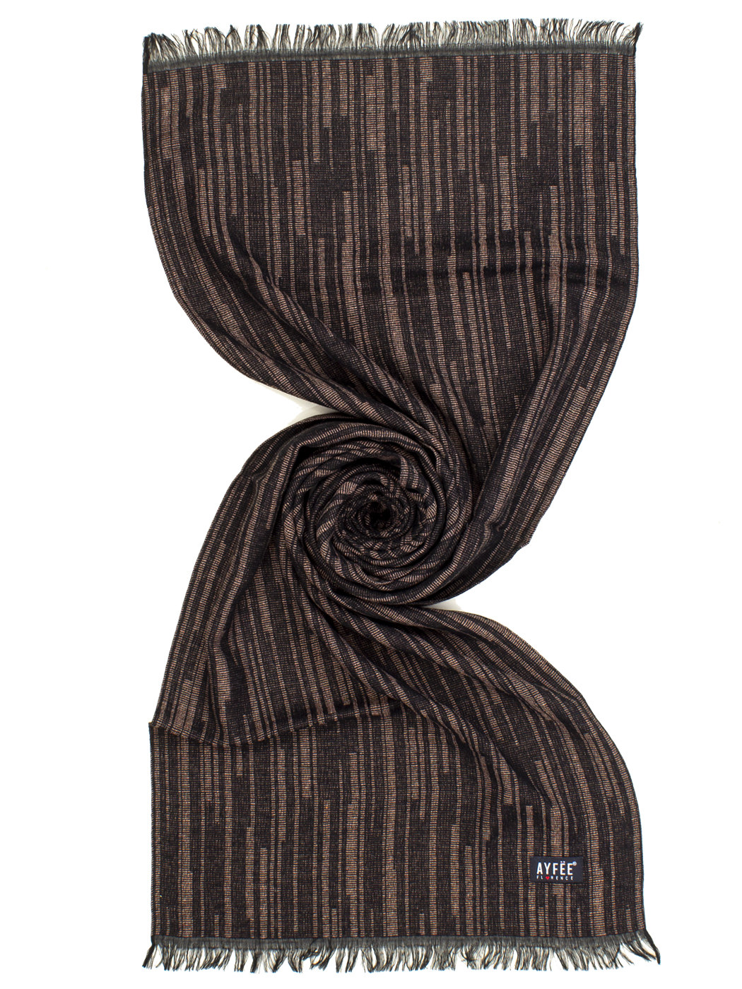 STOLA UOMO RIGA IRREGOLARE, 27%VI 27%PL 23%MD 15%WO 8%WS, CM60X190, MADE IN ITALY   - BEIGE
